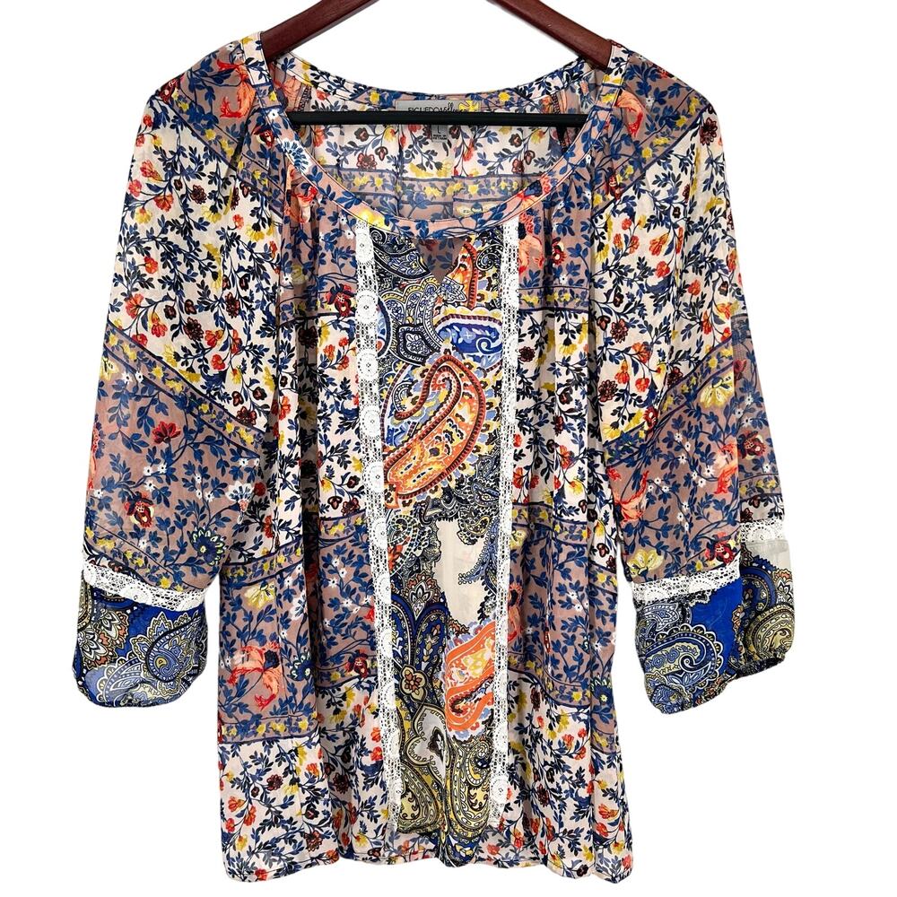Figueroa and Flower Sz Large Super Sheer Shirt Top